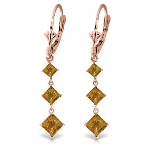 4.79 Carat 14K Solid Rose Gold Citrine Sunny Drop Earrings