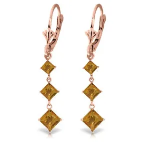 4.79 Carat 14K Solid Rose Gold Citrine Sunny Drop Earrings