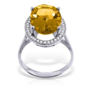 5.28 Carat 14K Solid White Gold Resplendent Citrine Diamond Ring
