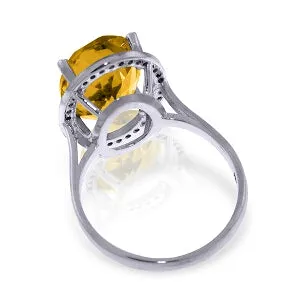 5.28 Carat 14K Solid White Gold Resplendent Citrine Diamond Ring