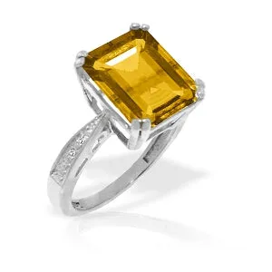 5.62 Carat 14K Solid White Gold Ring Natural Diamond Citrine