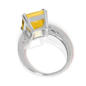 5.62 Carat 14K Solid White Gold Ring Natural Diamond Citrine