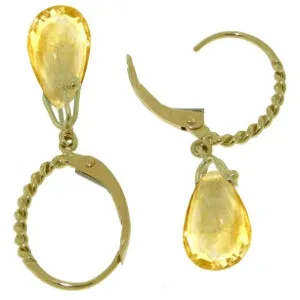 6 Carat 14K Solid Yellow Gold Aphrodite Citrine Earrings