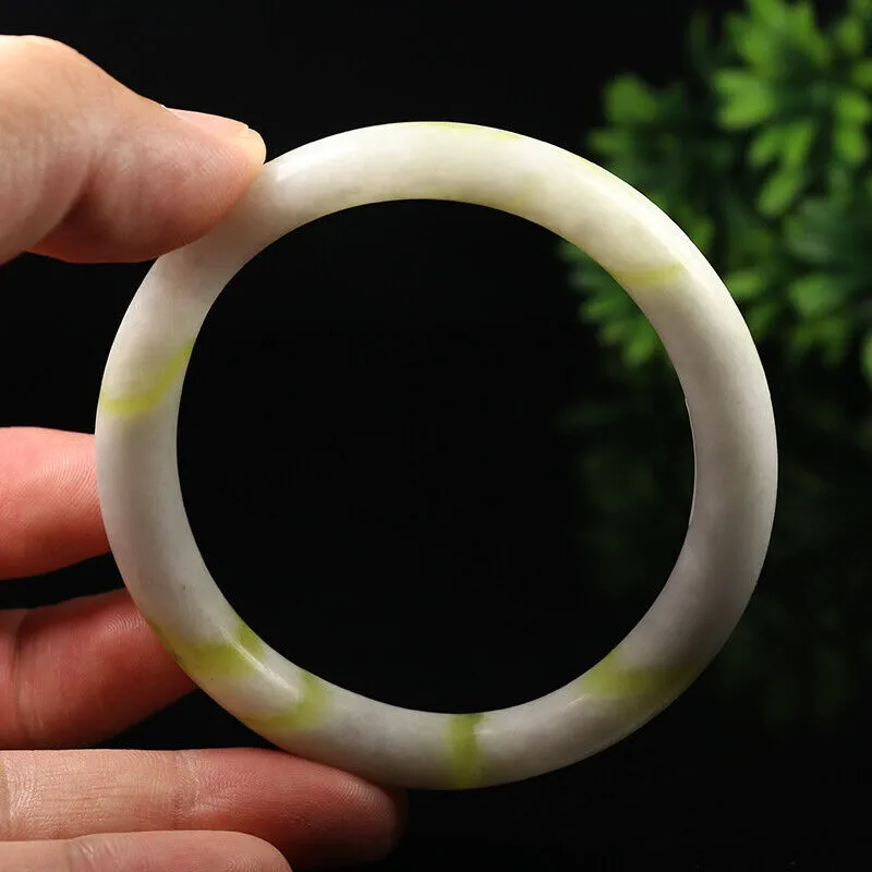 61mm Grade A 100% Natural Yellow Green Jade Bangle Bracelet Guizhou Jade V8123