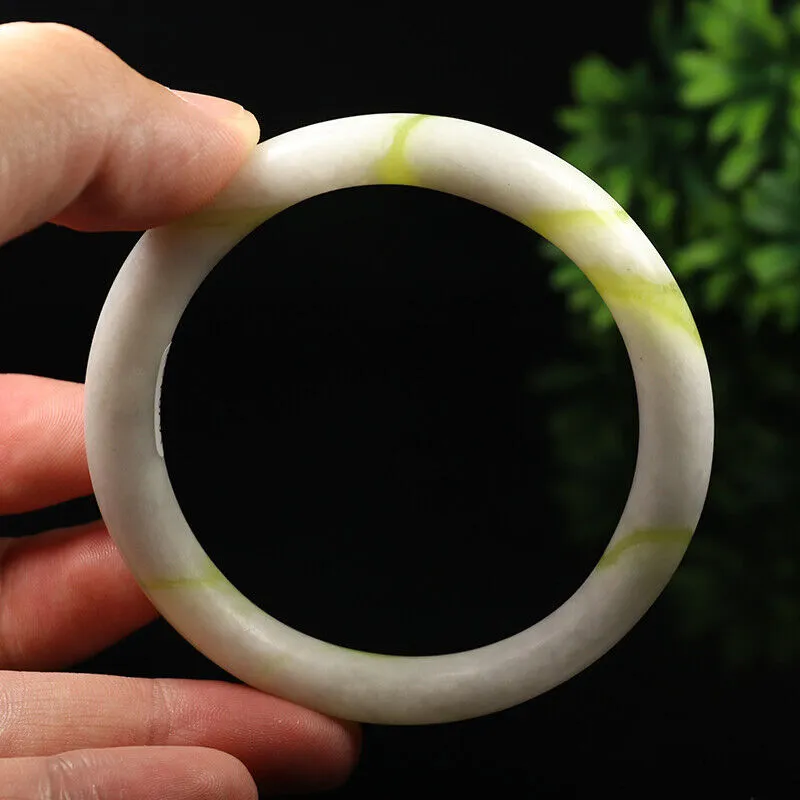 61mm Grade A 100% Natural Yellow Green Jade Bangle Bracelet Guizhou Jade V8123