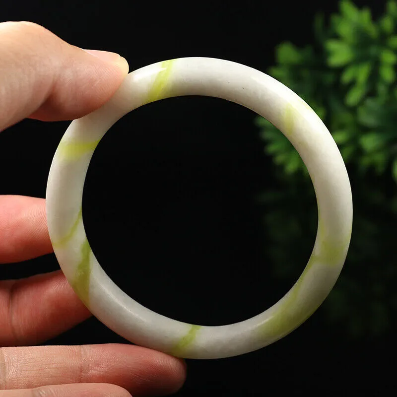 61mm Grade A 100% Natural Yellow Green Jade Bangle Bracelet Guizhou Jade V8123