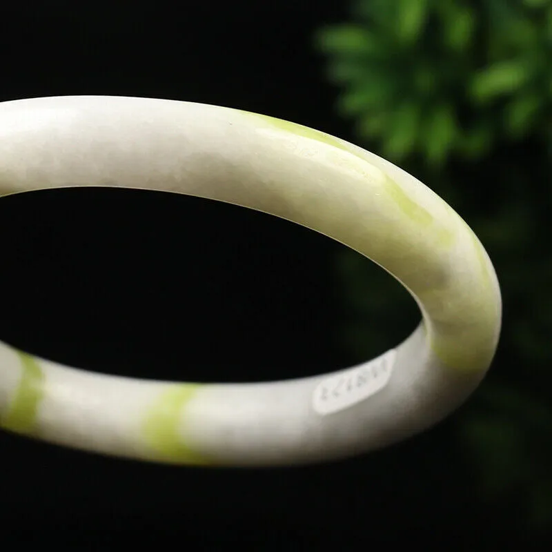 61mm Grade A 100% Natural Yellow Green Jade Bangle Bracelet Guizhou Jade V8123