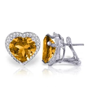 6.48 Carat 14K Solid White Gold Make A Wish Citrine Diamond Earrings