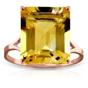 6.5 Carat 14K Solid Rose Gold Ring Octagon Citrine