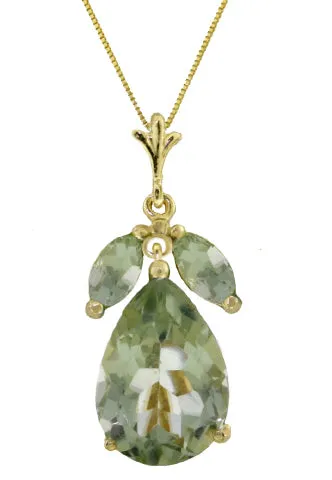 6.5 Carat 14K Solid White Gold Fastidious Green Amethyst Necklace