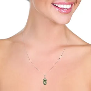 6.5 Carat 14K Solid White Gold Fastidious Green Amethyst Necklace