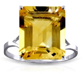 6.5 Carat 14K Solid White Gold Ring Octagon Citrine