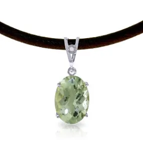 7.56 Carat 14K Solid White Gold Willow Wind Green Amethyst Diamond Necklace