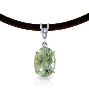 7.56 Carat 14K Solid White Gold Willow Wind Green Amethyst Diamond Necklace