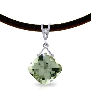8.76 Carat 14K Solid White Gold Little Women Green Amethyst Diamond Necklace