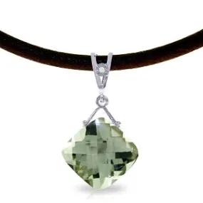 8.76 Carat 14K Solid White Gold Little Women Green Amethyst Diamond Necklace