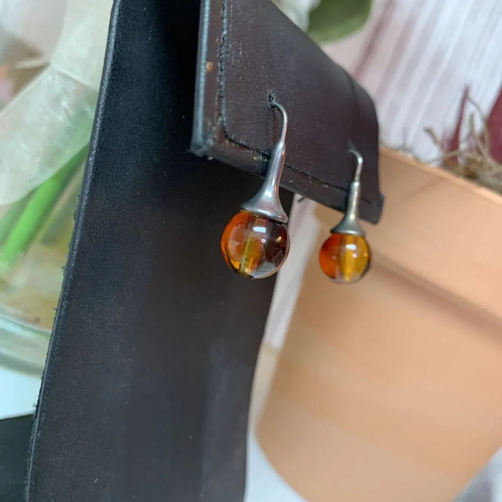 925 SILVER AMBER DROP EARRINGS