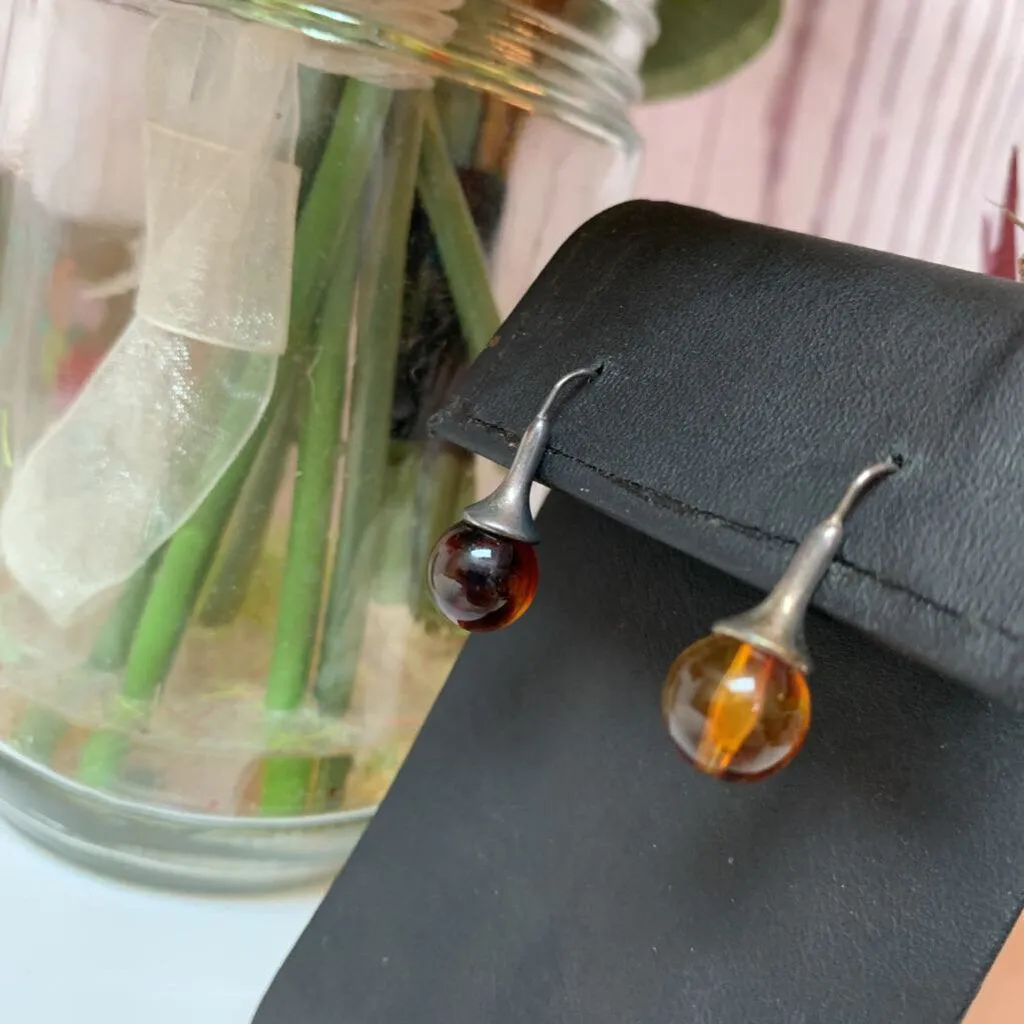 925 SILVER AMBER DROP EARRINGS