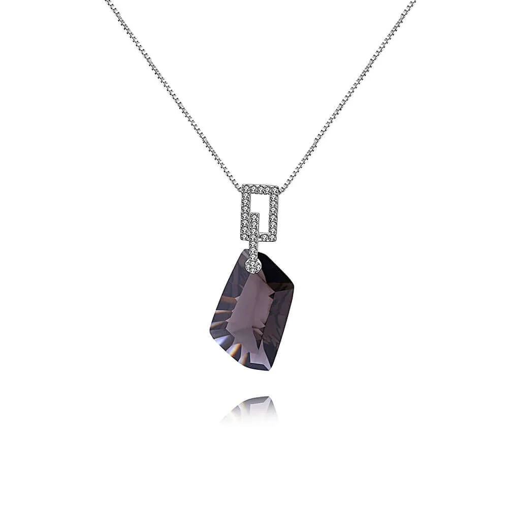 925 Silver CZ Diamond Irregular Citrine Necklace