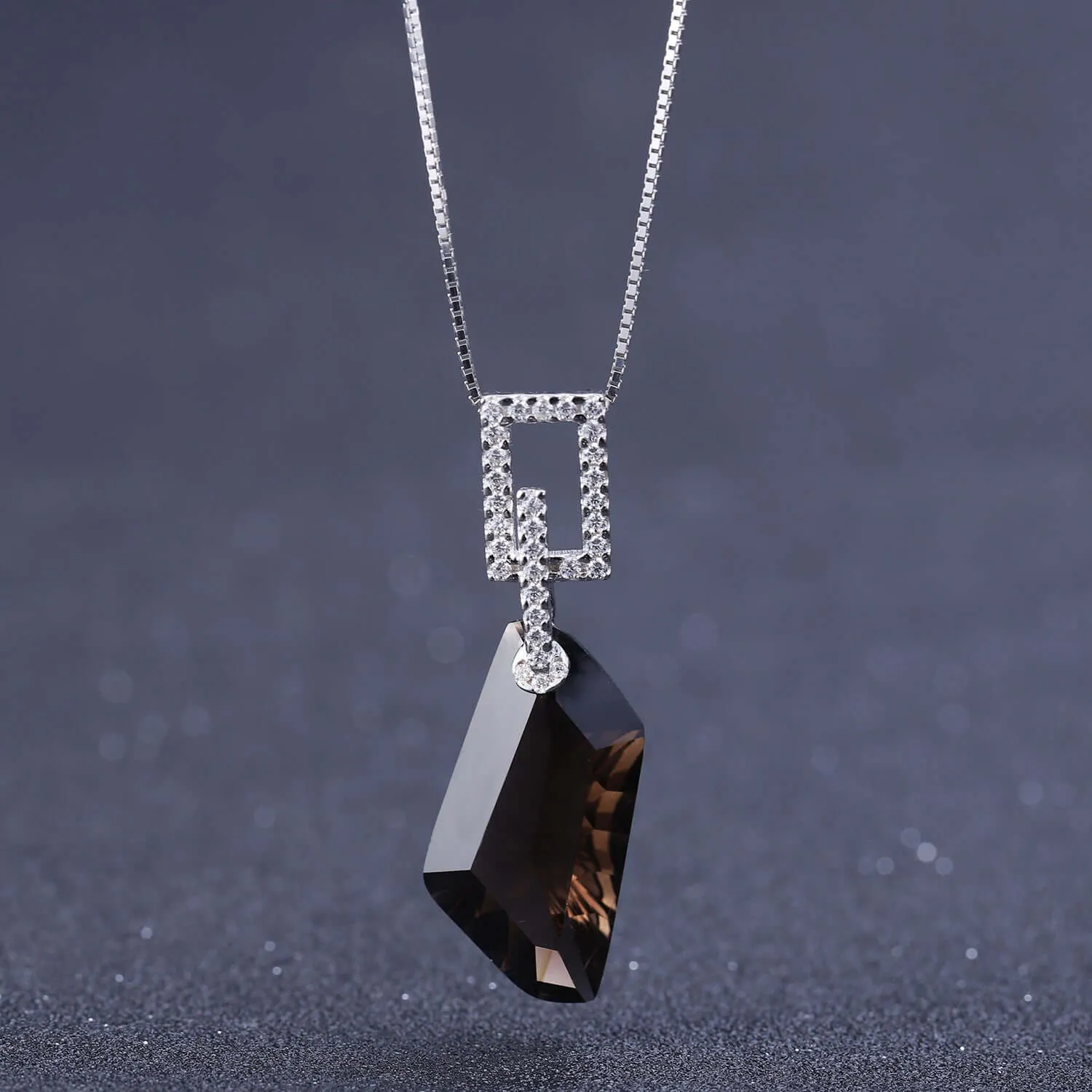 925 Silver CZ Diamond Irregular Citrine Necklace