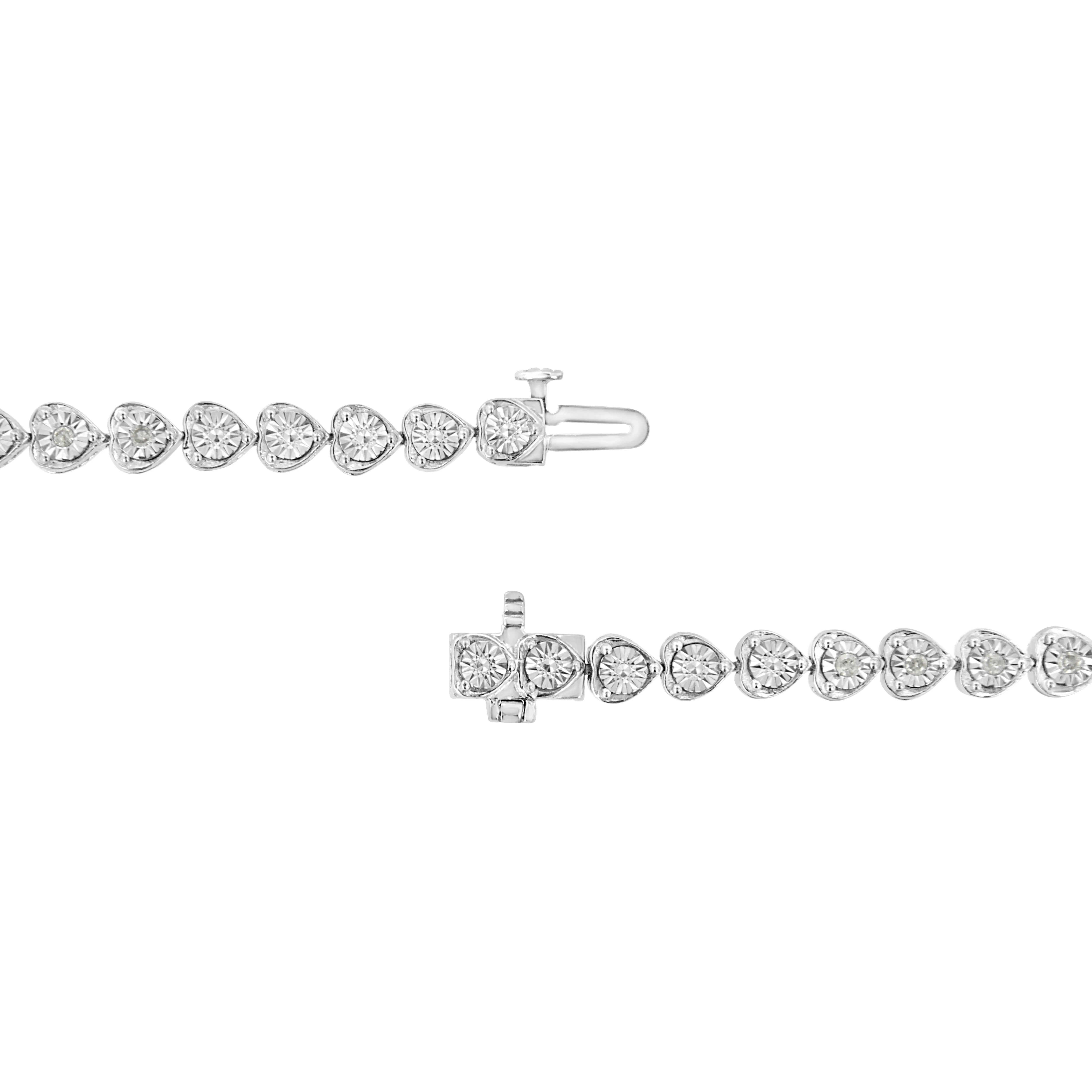 .925 Sterling Silver 1/3 Cttw Miracle-Set Diamond Heart Link Bracelet