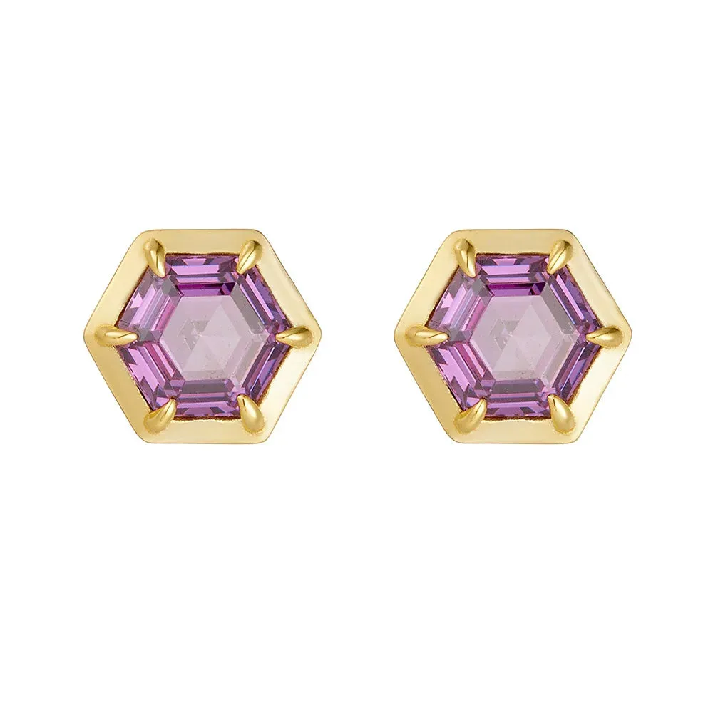 925 Sterling Silver Necklace and Earring Charm Jewelry Set - Hexagonal Zircon Pendant - CCF0024