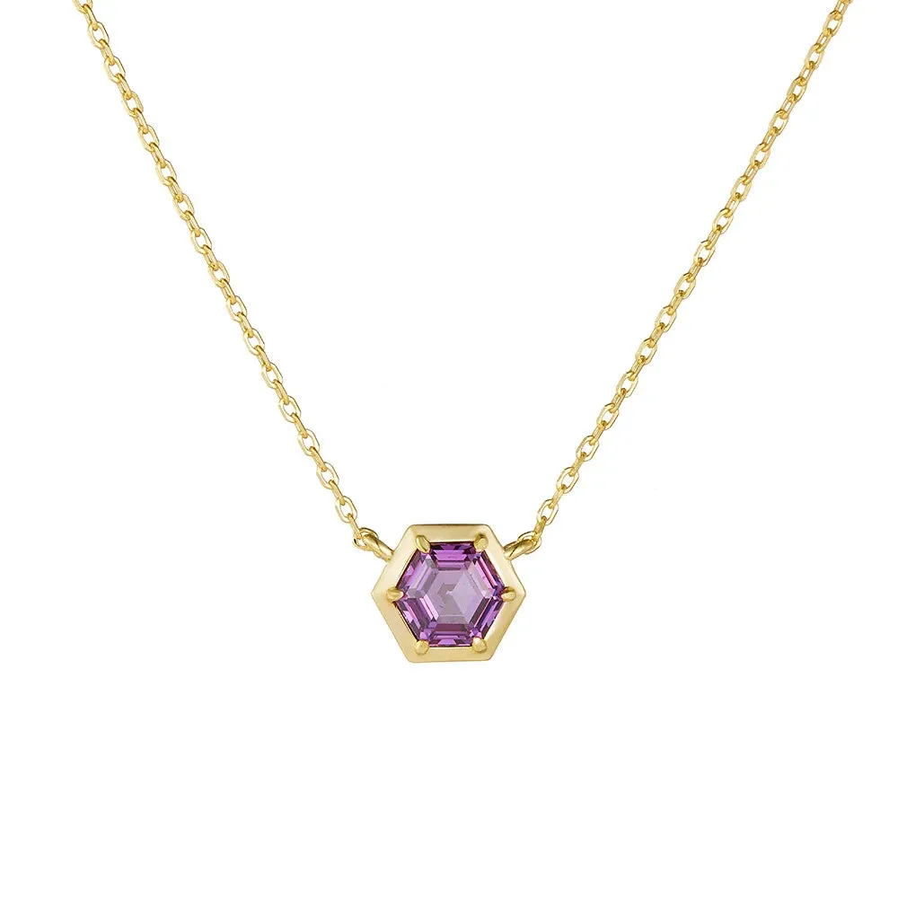 925 Sterling Silver Necklace and Earring Charm Jewelry Set - Hexagonal Zircon Pendant - CCF0024
