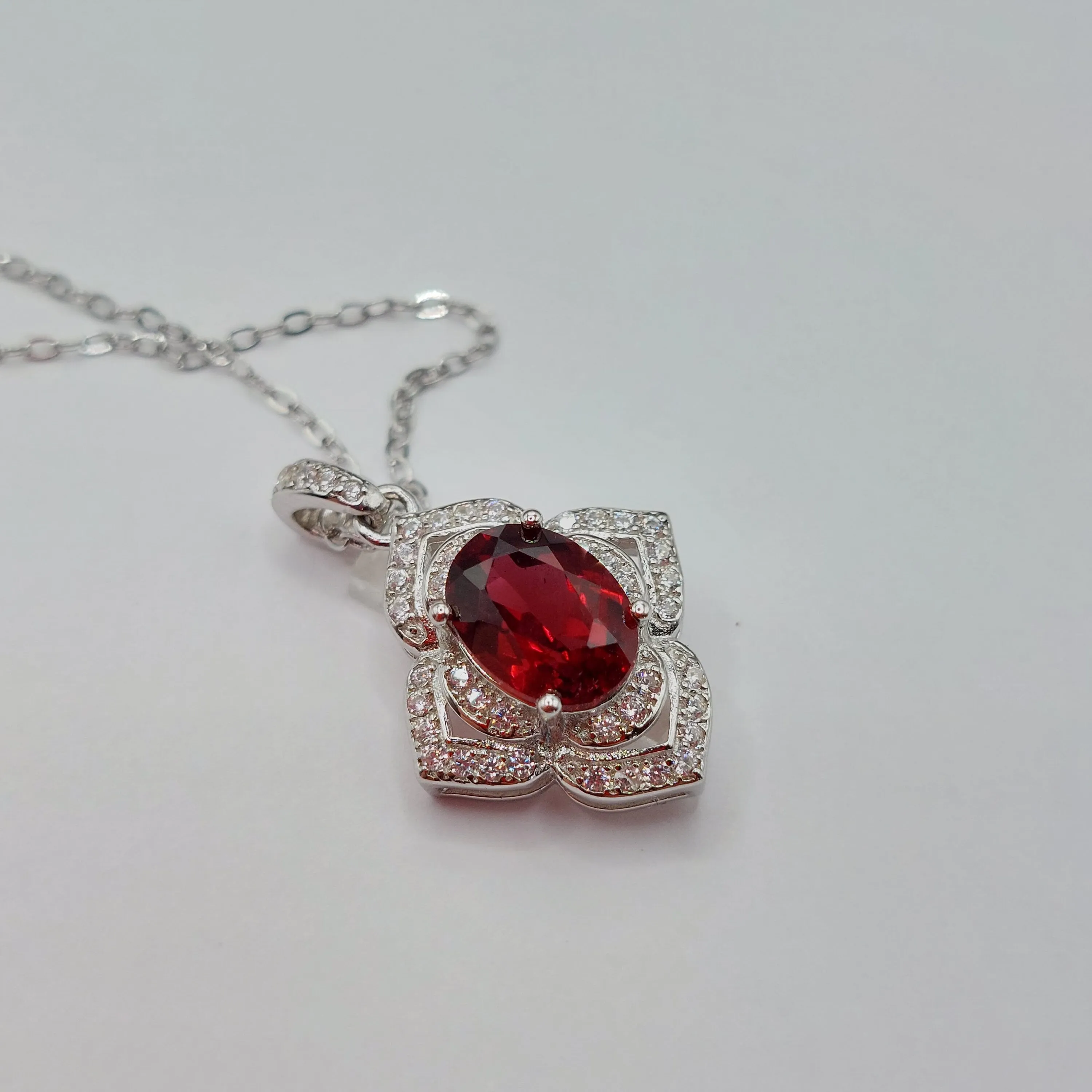 925 sterling silver necklace with natural  garnet