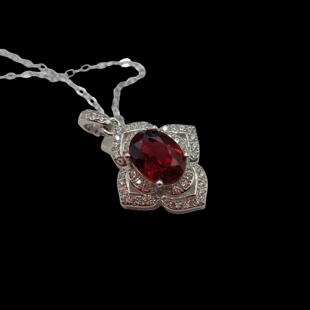 925 sterling silver necklace with natural  garnet