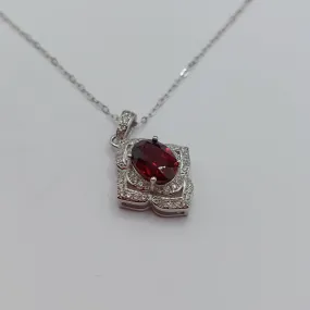 925 sterling silver necklace with natural  garnet