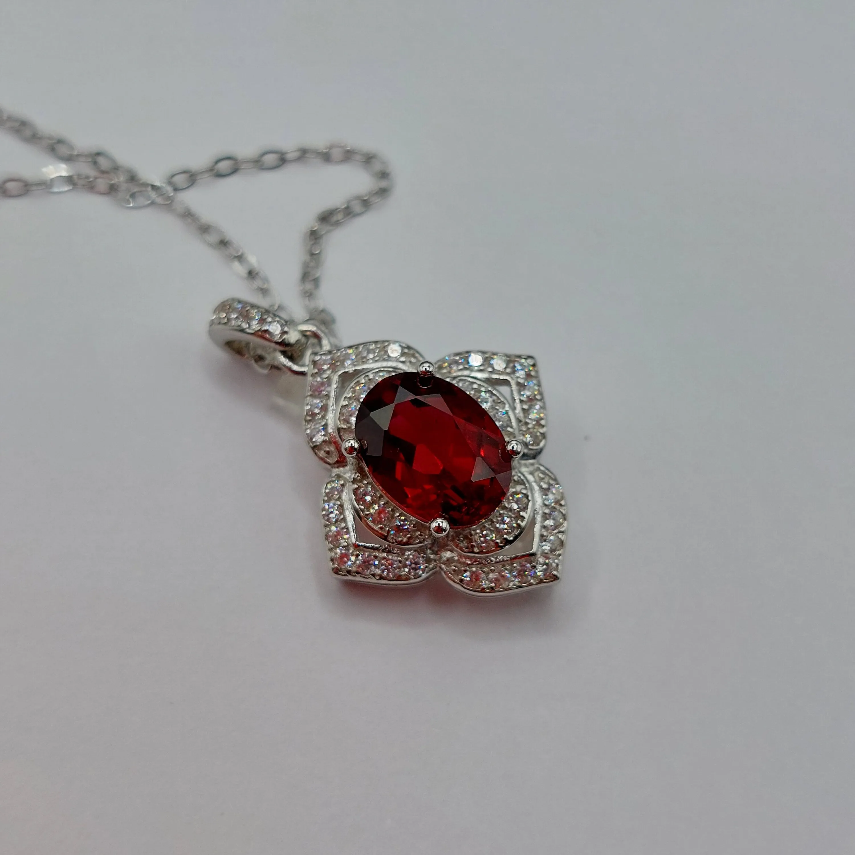 925 sterling silver necklace with natural  garnet