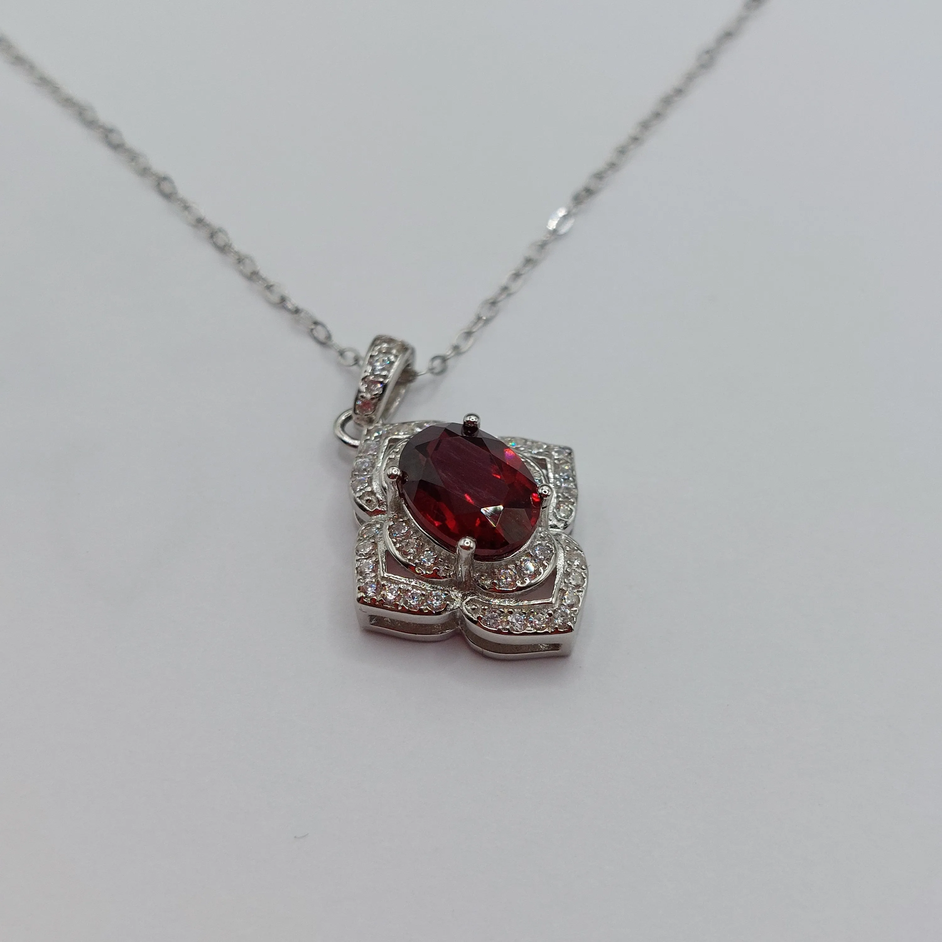 925 sterling silver necklace with natural  garnet