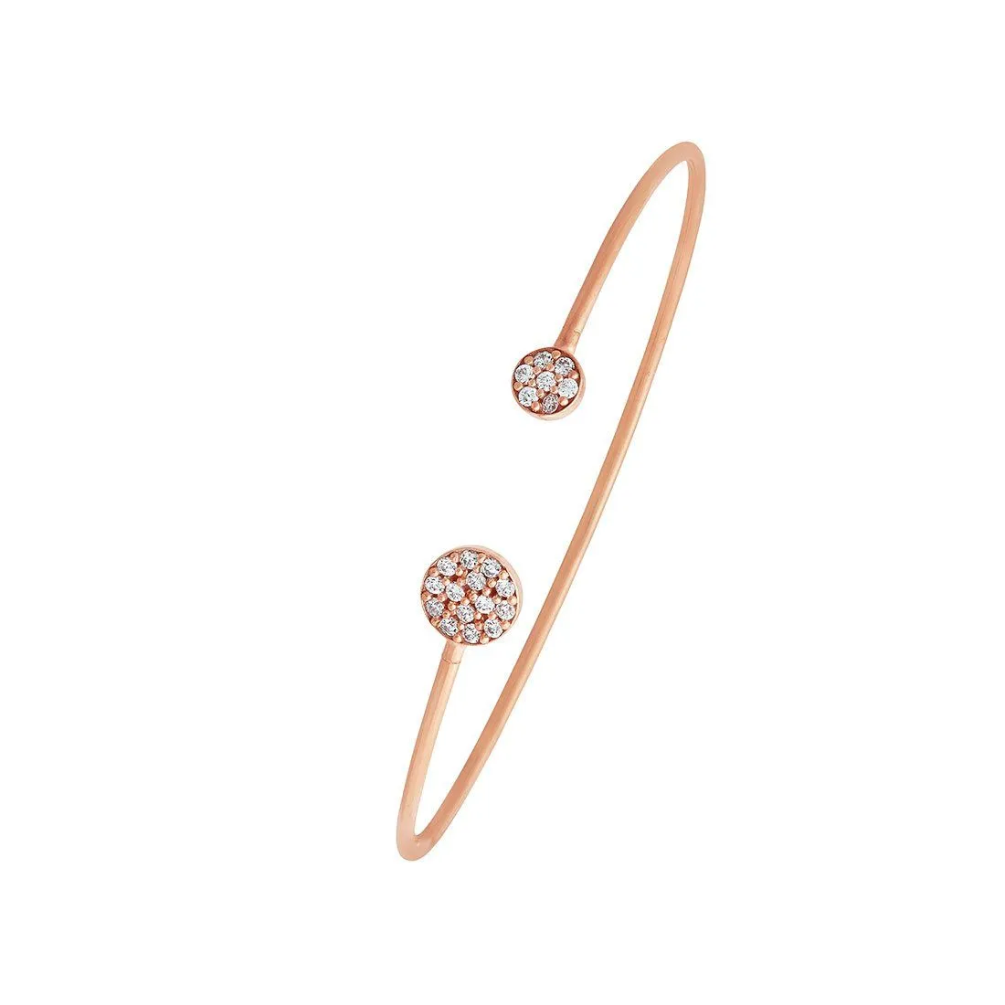 9ct Rose Gold Silver Infused Pave Cubic Zirconia Cuff Bangle
