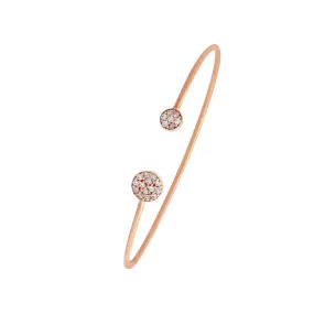 9ct Rose Gold Silver Infused Pave Cubic Zirconia Cuff Bangle