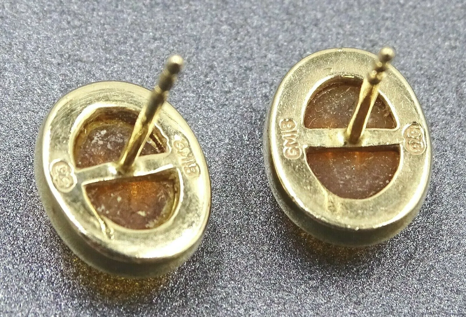 9ct Yellow Gold Amber Stud Earrings