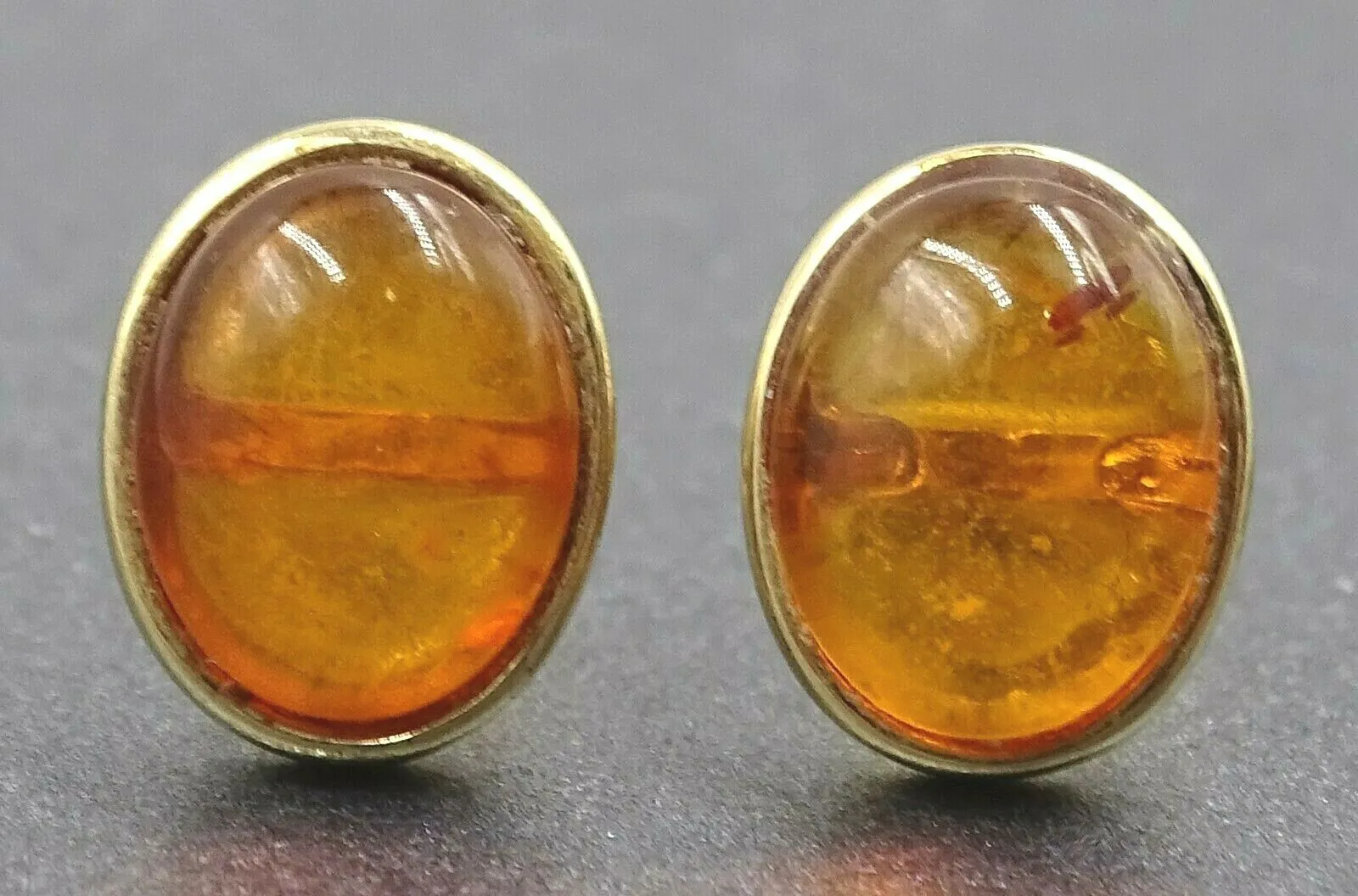 9ct Yellow Gold Amber Stud Earrings