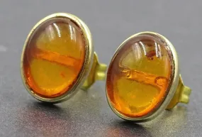 9ct Yellow Gold Amber Stud Earrings
