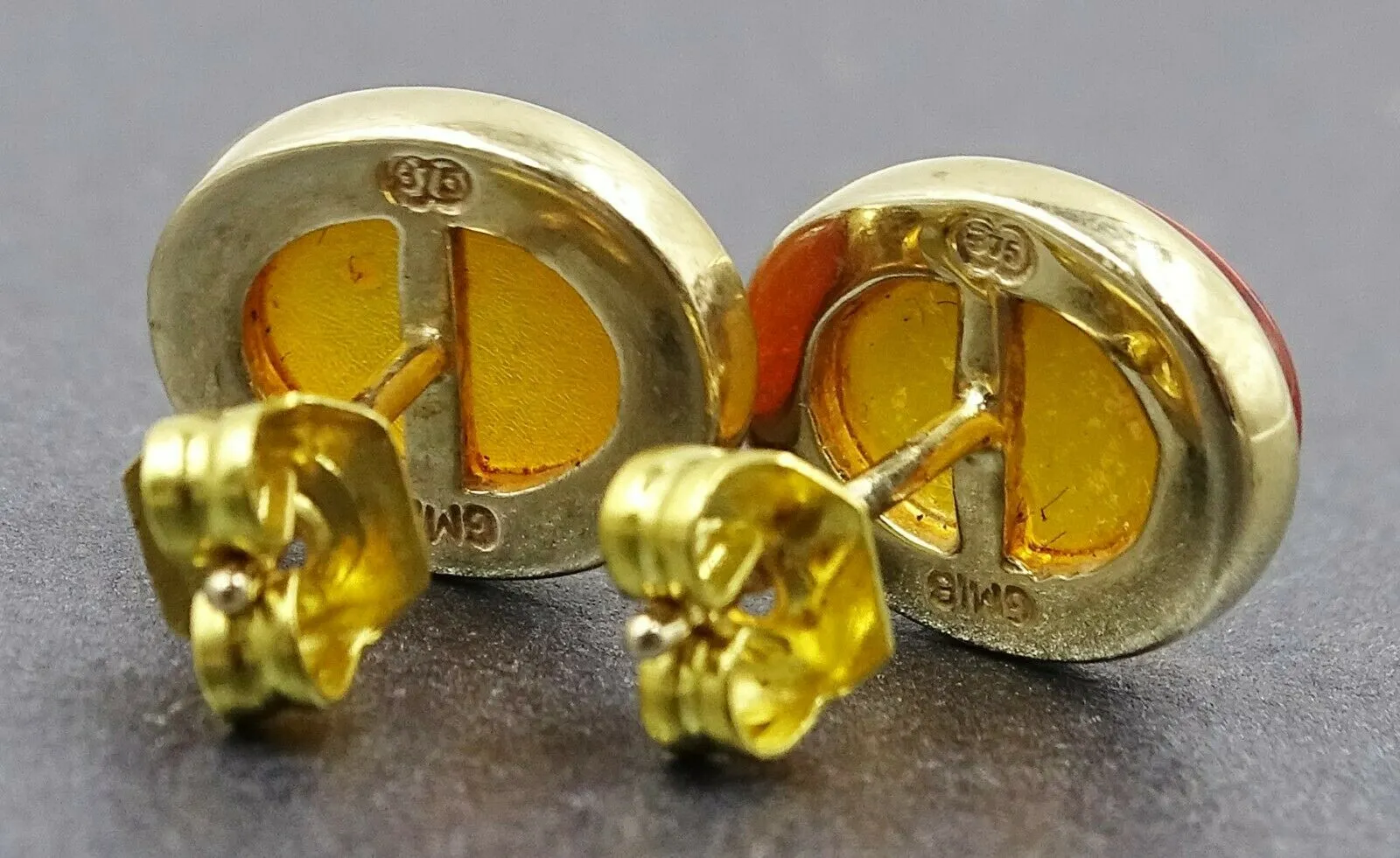 9ct Yellow Gold Amber Stud Earrings