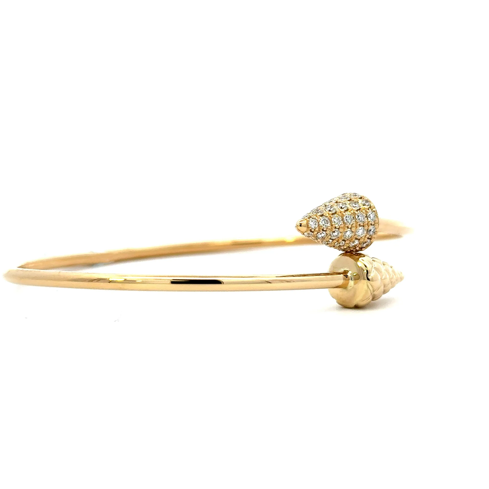 A. Jaffe 14K Yellow Gold 0.59cttw. Diamond Arrow & Quilted Arrow Flexible Cuff Bangle Bracelet