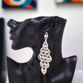 AMBER - ab silver rhinestone drop earrings