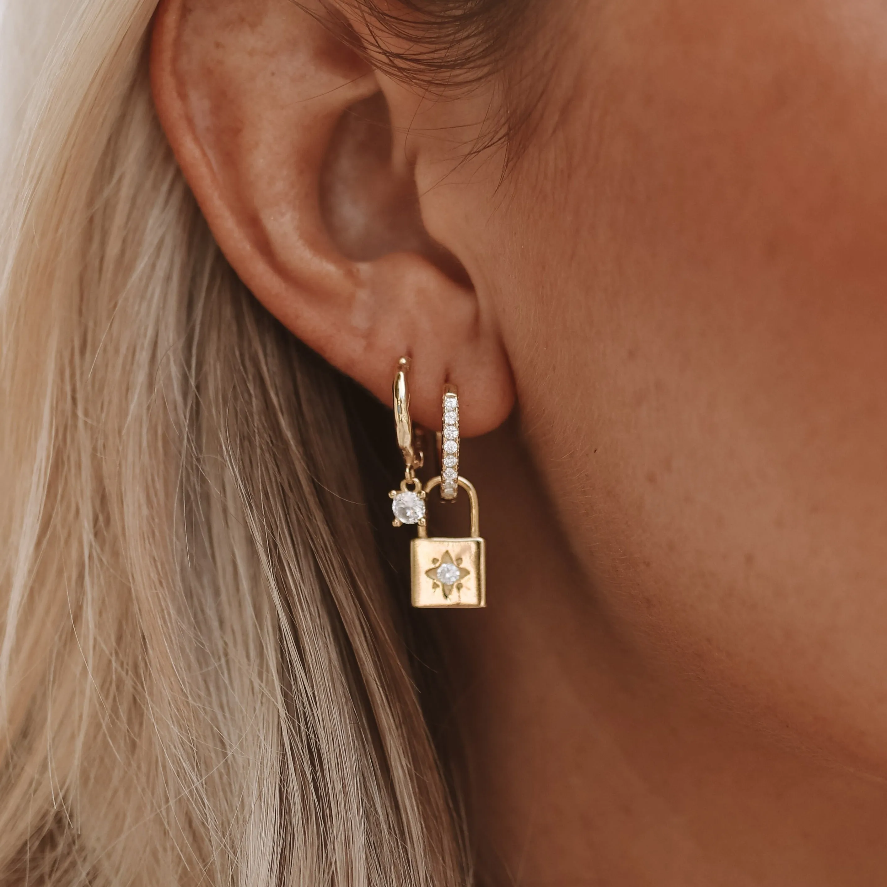 Amber - Gold or Silver Sterling Silver Hoops