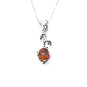 Amber Leaf Necklace - Natural Amber Pendant - Amber Vines Necklace