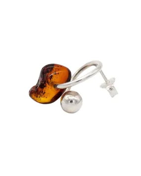 Amber Orb: Dark Small Silver Earrings