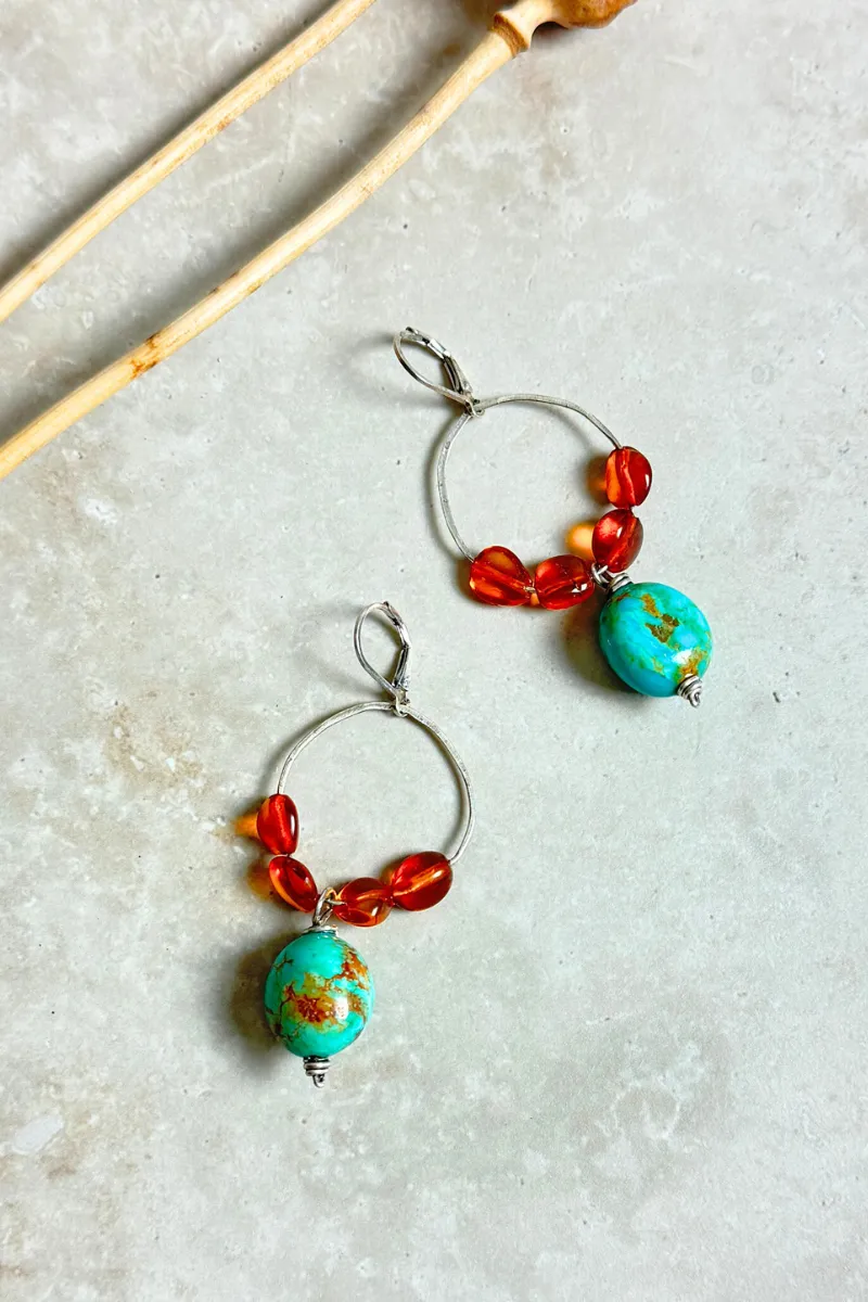 Amber   Turquoise Earrings