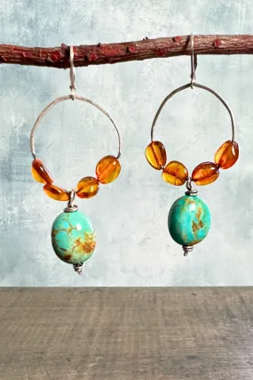 Amber   Turquoise Earrings