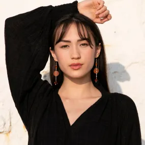 Amber Waves Gemstone Leather Earrings