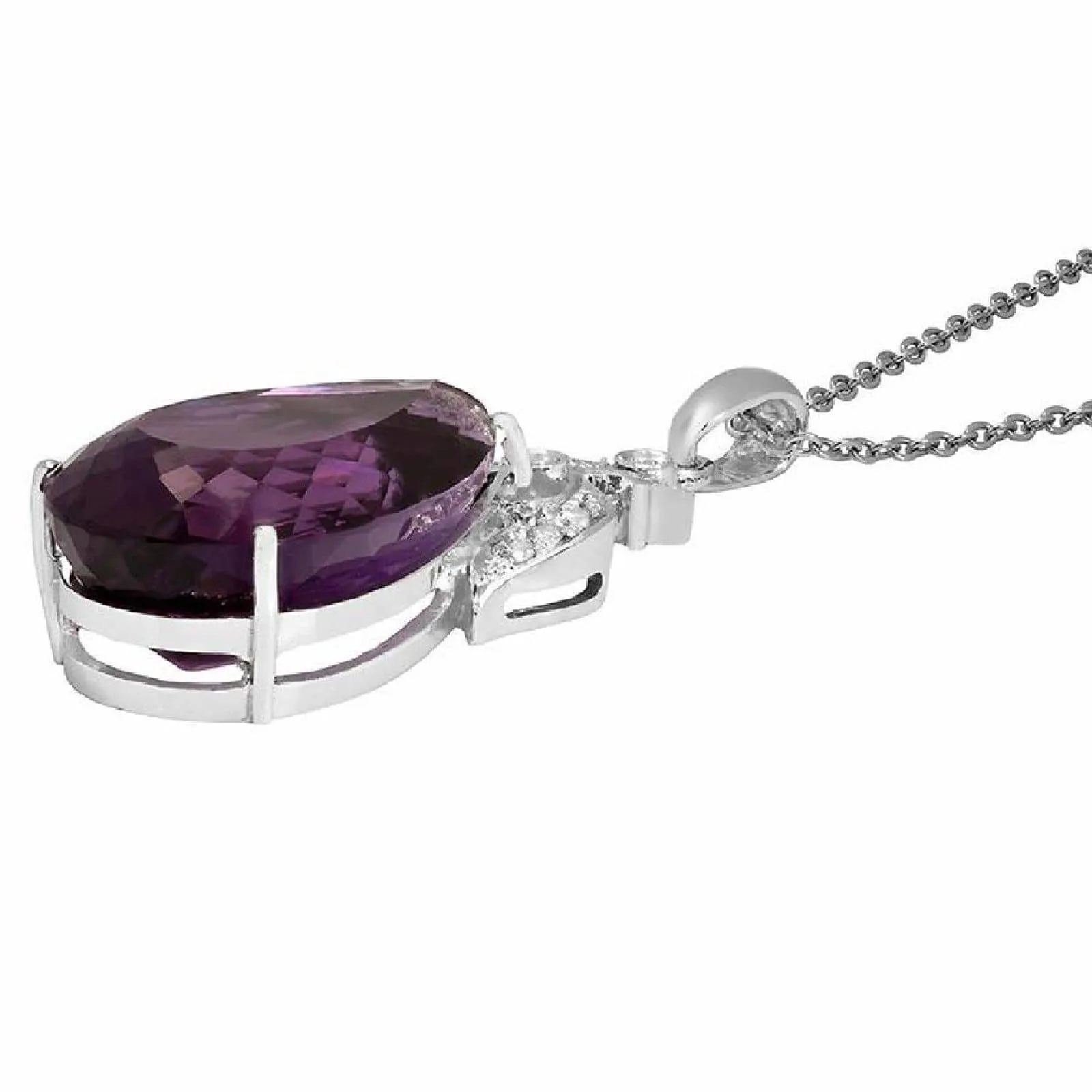 Amethyst and .57ct Diamond Pendant in 14K White Gold