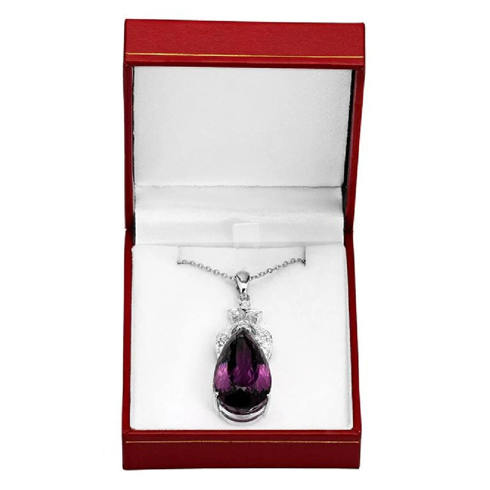 Amethyst and .57ct Diamond Pendant in 14K White Gold