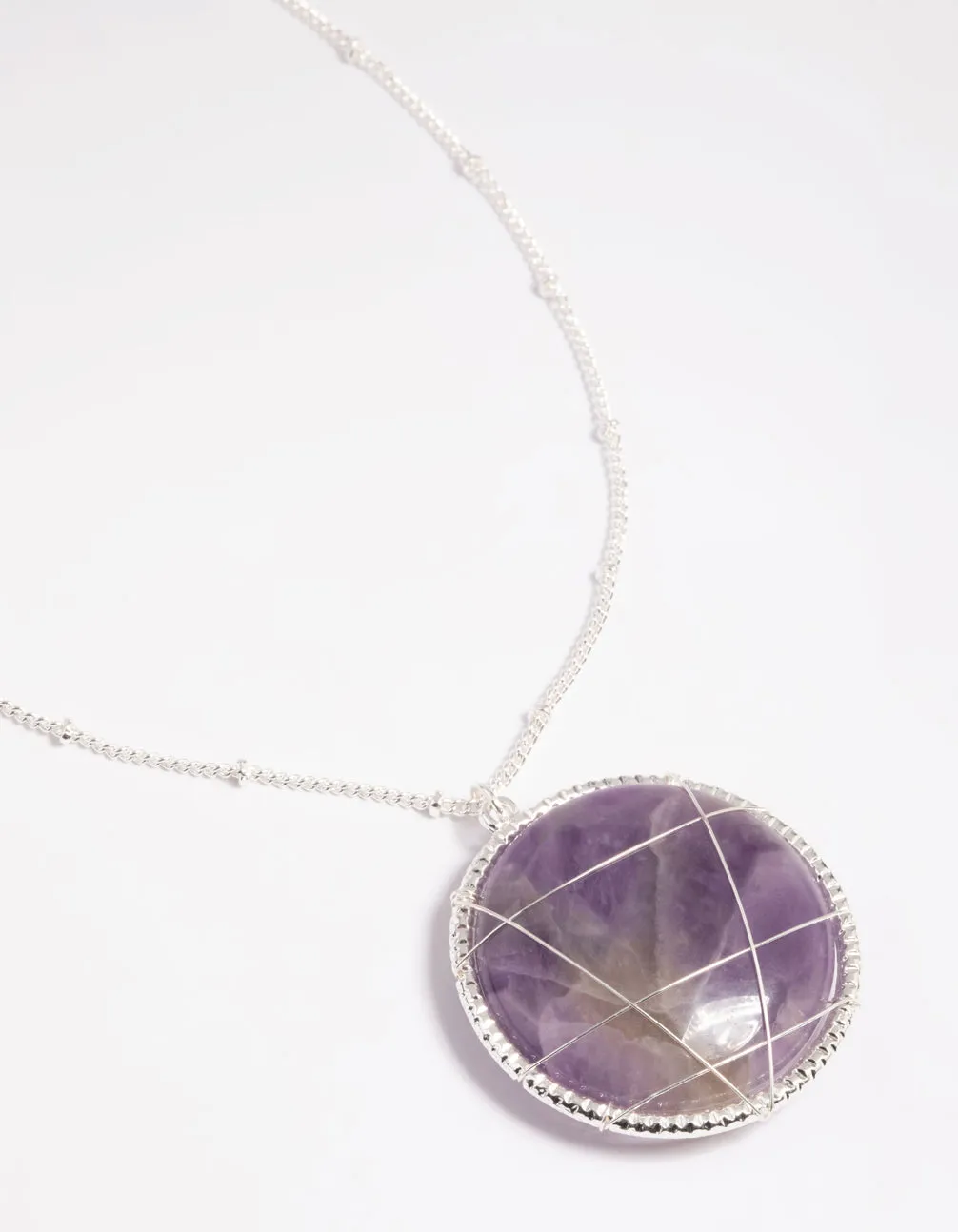 Amethyst Caged Stone Long Necklace