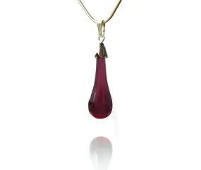 Amethyst Glass Drop Pendant Necklace